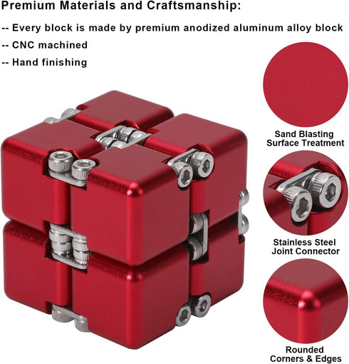 Aluminum Alloy Metal Infinity Cube Fidget Toy, 6 Colors, Handheld Desk Toy with Cool Case for Stress Relief