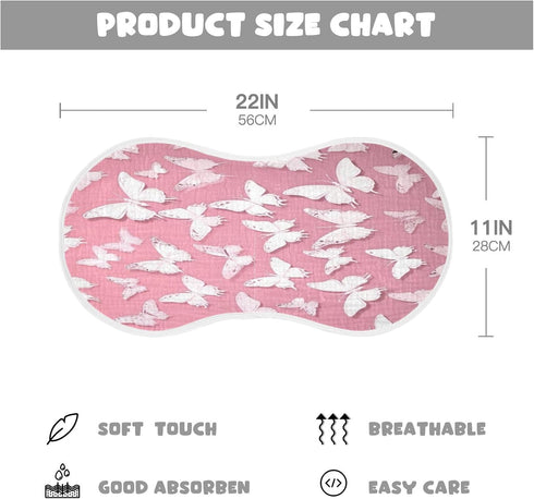 Bulletgxll Set 4, White Butterflies Unisex Baby Burp Cloths of Soft Absorbent Organic Cotton Muslin Burping Cloths