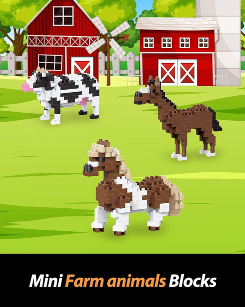 QISHOUTING Horse Mini Building Toy for Kids, Farm Animals Mini Stallion Building Blocks & Learning Toy for Girls Boys