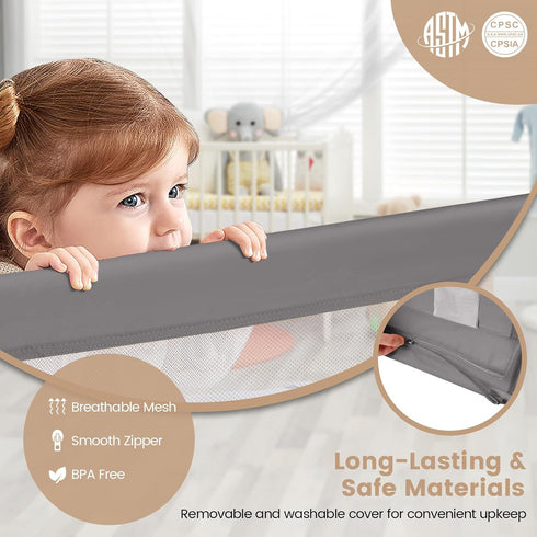 71-in Pack 1) HONEY JOY Bed Rail for Toddlers, Extra Long, Portable Safety Bed Guardrail w/Double Safety Child Lock