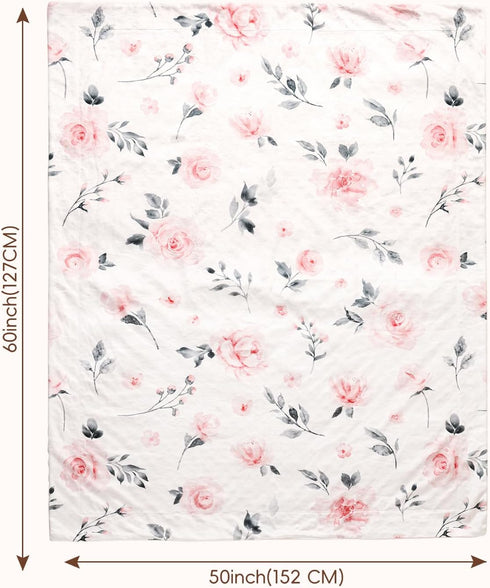 50x60 Inches, david's kids Micro Fleece Minky Baby Blanket for Girls with Double Layer and Soothing Raised Dots