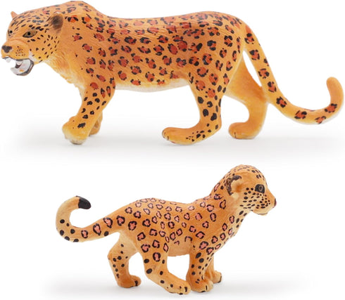 Gemini&Genius Leopard Toys for Kids, Safari Animal Cheetah Family Playset Figures, Wildlife Models for Birthday Gifts