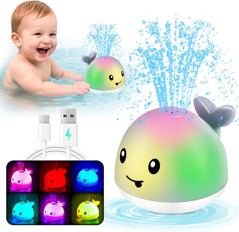 6-12 12-18 1-3 2-4, Summer 1 WAVISA Light Up Whale Bath Toys Sprinkler for Babies Months, Kids Ages Baby Infant Toddler