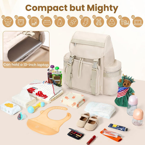 COOLREX Backpack Diaper Bag with Changing Pad, Pacifier Case & Stroller Straps, Insulated Pockets Water Resistant