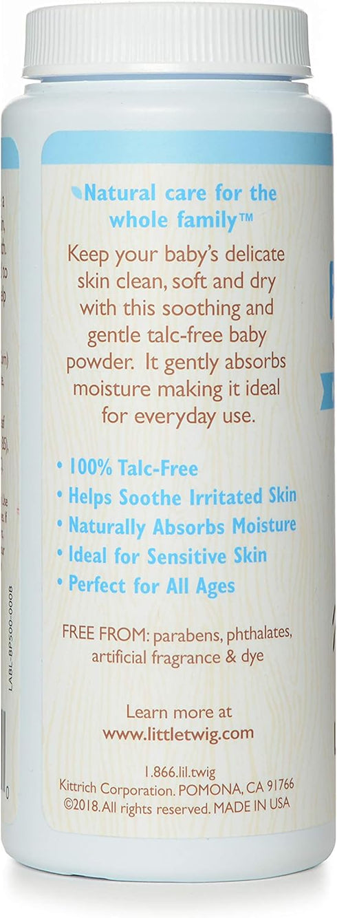 Little Twig Baby Powder, 4.5 oz - Natural Plant Derived Formula, Talc-Free, Fragrance-Free