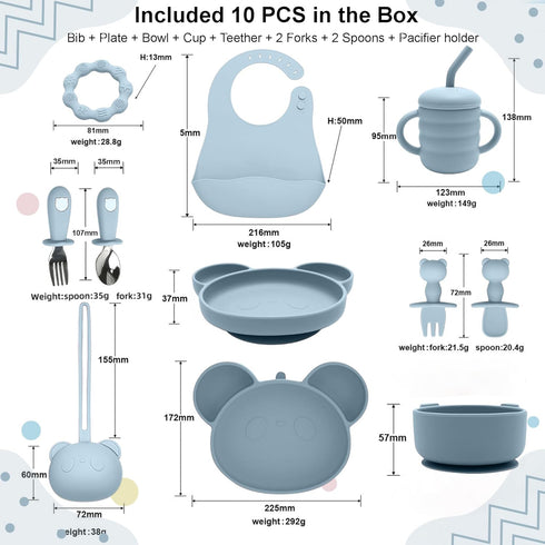 Generic Set, Set, 6+ Silicone Baby Feeding Baby Led Weaning Supplies, Suction Plate and Bowl, Self Feeding Spoons, Tiny
