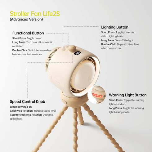 JISULIFE Stroller Fan Baby Large, Safe Bladeless for Crib, Desk, Portable Battery Rechargeable Cooling Fan with Air