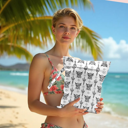 zcyxuuw Waterproof Wet Bag for Swimsuit, Travel Beach Wet Dry Bag, Hidden Zipper Reusable Western Cowgirl Wet Bags