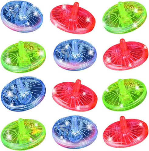 ArtCreativity Light Up Spinning Top Toys, Set of 12, Flashing Spin Toys with LED Effects for Kids