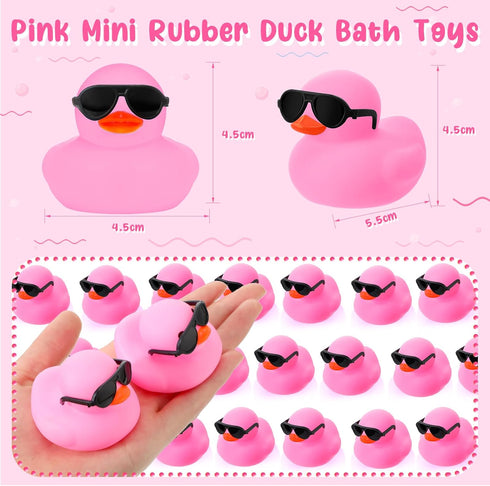 36 Packs Sets 2.2 Inch Sosation Mini Rubber Ducks with Sunglasses Bath Squeaky Rubber Duckies Cute Float Bathtub Toys
