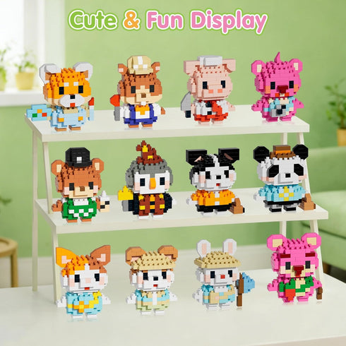 12 Pack Sets, Set 6-12, Yerloa Micro Mini Building Block Party Favors Building for Kids Cute Animal Building Blocks