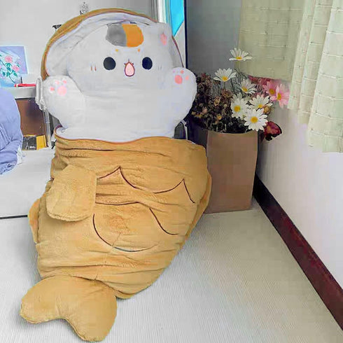 Ditucu 32 Inch Large Taiyaki Cat Plush Pillow, Cute Kitten Inside Fish 2 in 1 Stuffed Animals Toys