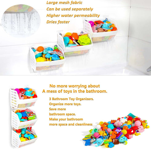Ligereza 3 Set, bath toy holder Piece Free Arrangement bath toy organizer, Multi-functional bathtub toy holder, Quickly