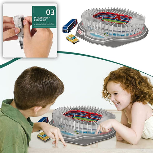 Classic 3D Football Stadium Puzzle, Soccer Club Venues, 3D Paper Model Building Kit, Handmade Souvenir Gift