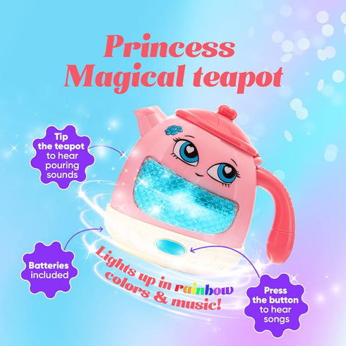 Set Set playset 3-8 Tea Party for Little Girls- Musical Teapot Lights up with Songs & Sounds -Interactive Tea