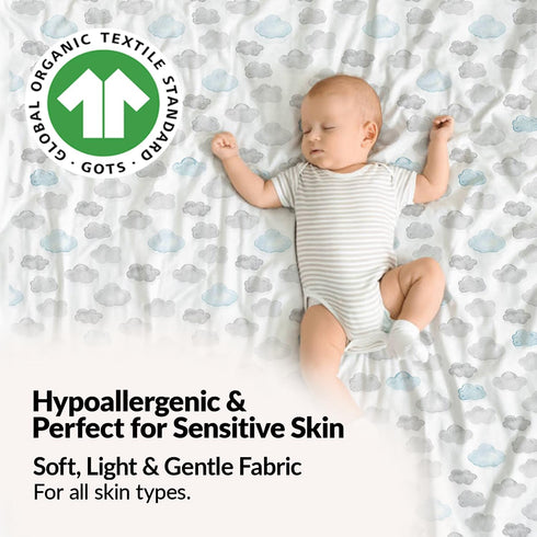 100% (3-Pack) Pack 5" 28" 55" Organic Cotton Baby Crib Sheets GOTS Certified, Soft Fitted Sheets for Mini Mattress & n