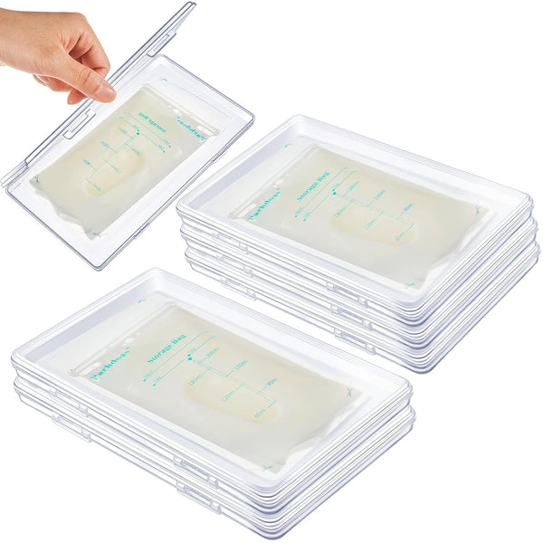 Hushee 6 Pcs Clear Flat Breast Milk Freezer Storage Organizer 7.87 x 4.72