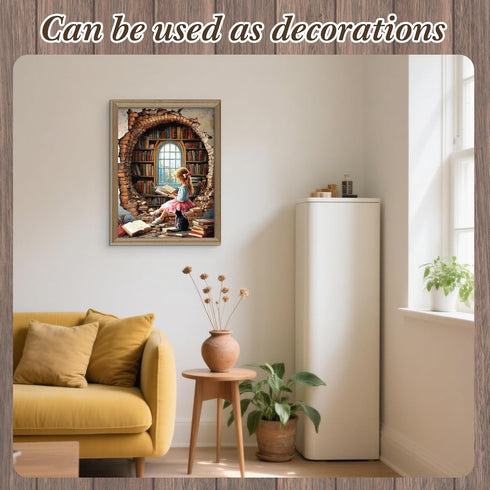 500 Vintage Book Jigsaw Puzzles Pieces for Adults Bookshelf Jigsaw Puzzles Readers and Cat Book Wooden Puzzle