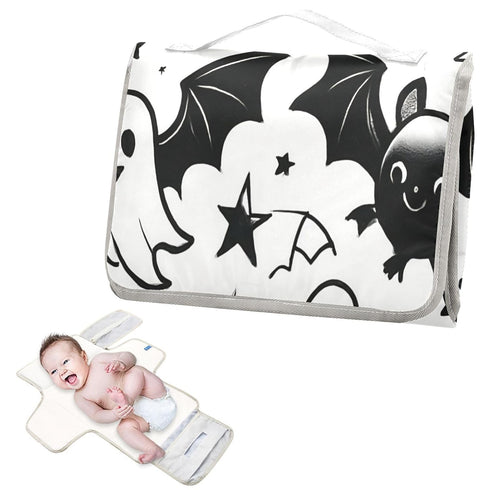 BOESI Halloween Ghosts and Bats Portable Changing Pad, Baby Changing Pad, Waterproof Diaper Changing Travel Bag