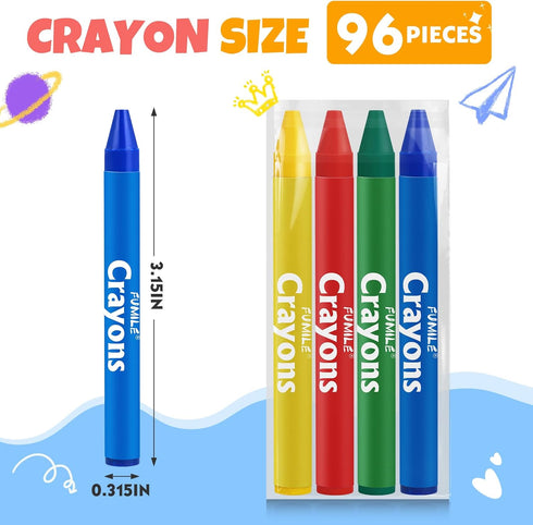 24 Sets 4 (96 Count), Packs, FUMILE of Colors Crayons Crayons Bulk Individual Non-Toxic Mini Crayon for Kids Party