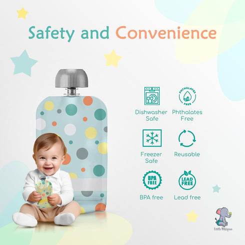 Little Whispers 10 Pack LittleWhispers Reusable Baby Food Pouches - Refillable with Applesauce, Yogurt, Fruit Puree