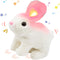Hopearl Hopping Rabbit with LED Ears Interactive Electronic Pet Plush Bunny Toy with Sounds and Movements, Light up