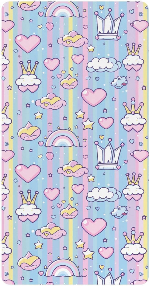miaozhen Cotton Baby Crib Sheets Soft Stretchy Princess Dress Crown Cartoon Crib Mattress