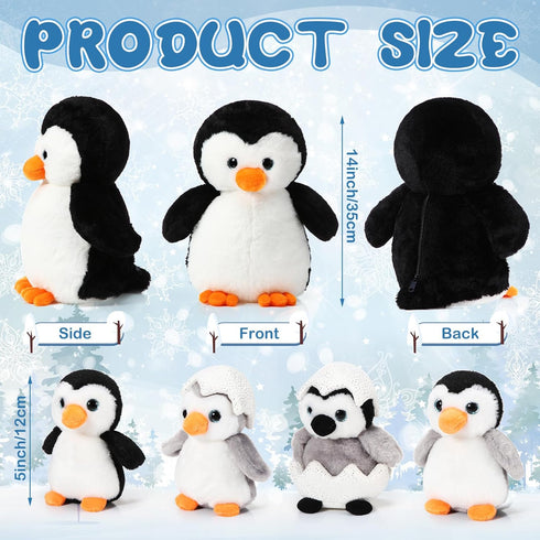7 Sets 14 Inch Mommy 2 Aoriher Pcs Penguin Stuffed Animal Penguin and Plush Babies with Eggs Wrapping Soft Cute Animal