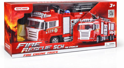 Liberty Imports RC Rescue Fire Engine Toy Truck Radio Control Electric R/C Fire Truck with Lights, Sound, Working Water