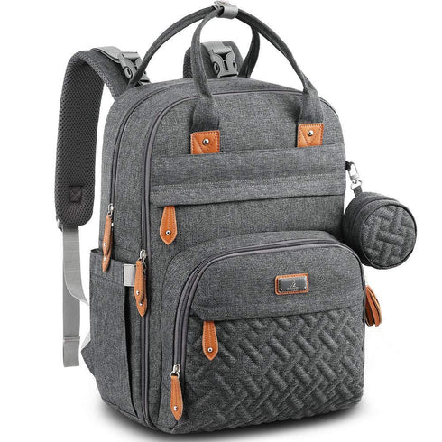 BabbleRoo Diaper Bag Backpack - Waterproof Multi-Function Baby Tote with Changing Pad