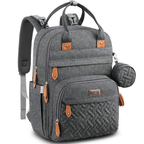 BabbleRoo Diaper Bag Backpack - Waterproof Multi-Function Baby Tote with Changing Pad