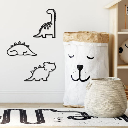 3 Pcs Dinosaur Wall Decor Dino Geometric Wooden Wall Art Nursery Room Decorations for Baby Boys Girls Toddlers Kids