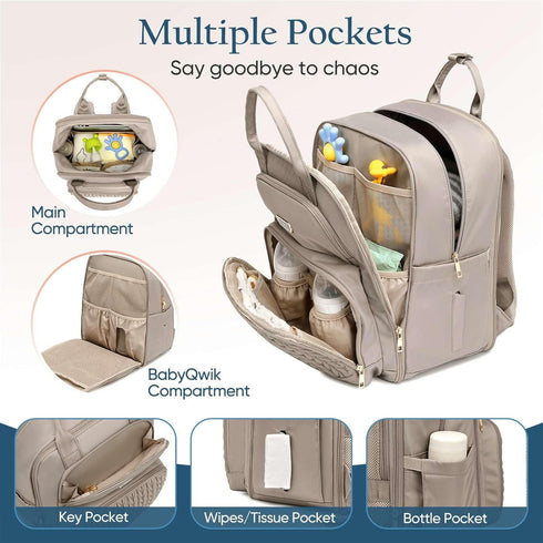 Backpack 30-38L) Backpack Qualyphant Diaper Bag - Extra Large Diaper Bag for Two Kids Twins (Expandable - Travel Baby