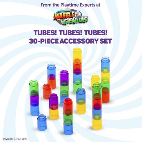 30pcs Set 4+, Marble Genius Tubes, Marble Run Accessory for Kids Ages Fun Building & Learning Educational Construction