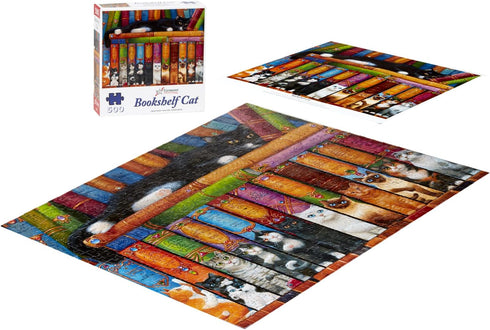 Vermont Christmas Company Bookshelf Cat Jigsaw Puzzle 500 Piece
