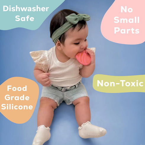 Mexican Baby Teether - Silicone Teething Toy for Teeth Relief, Soothing Grip for 3+ Months, BPA-Free (Concha)