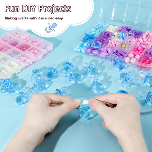 36 1.75 Inch Acrylic Pacifiers for Baby Shower Game Boy, Cute Baby Shower Pacifiers, Blue Pacifiers for Baby Shower