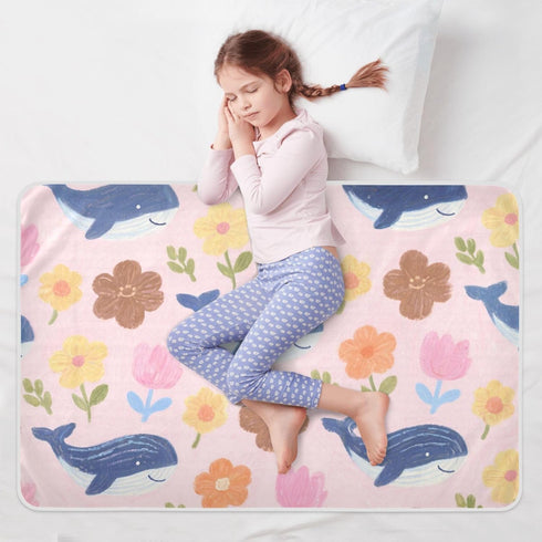 siphylline 52" 34" Cute Cartoon Blue Whale Flowers Extra Large Resuable Potty Training Pad Waterproof Washable Diaper