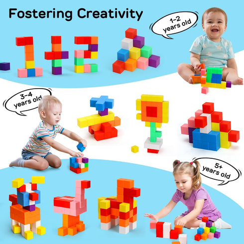 TOY Life 64 Pcs Magnetic Blocks - Magnetic Building Blocks for Toddlers Age 3-5, Learning Building Toys for Kids Ages