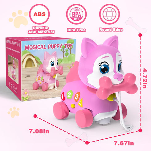 Holaxander 6-12 1+ Tummy 1st 1-2 Musical Puppy Toy Months,Baby Bilingual Toddler Learning for Year Old Girl Gift,Baby