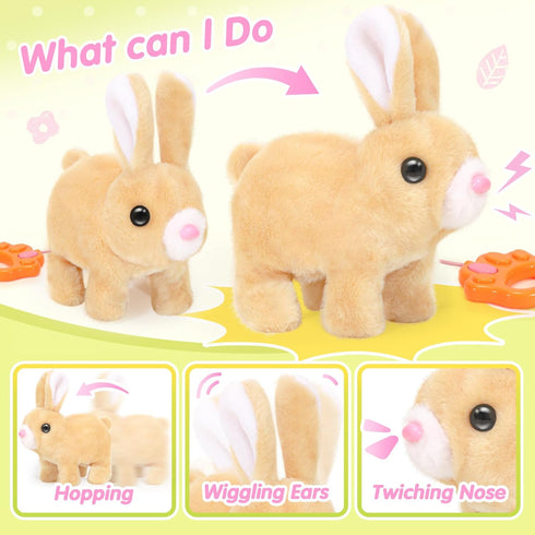 CatchCute Easter Plush Bunny Toys for Kids,Interactive Bunny with Sounds,Can Walk,Wag Tail and Twitch Nose with Remote