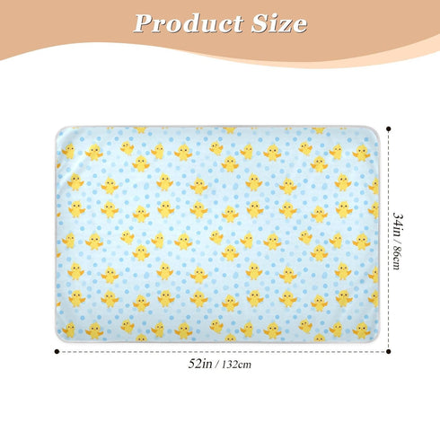 siphylline 52" 34" Light Blue Polka Dots Cartoon Yellow Chicks Extra Large Resuable Training Pee Pads for Kids Highly