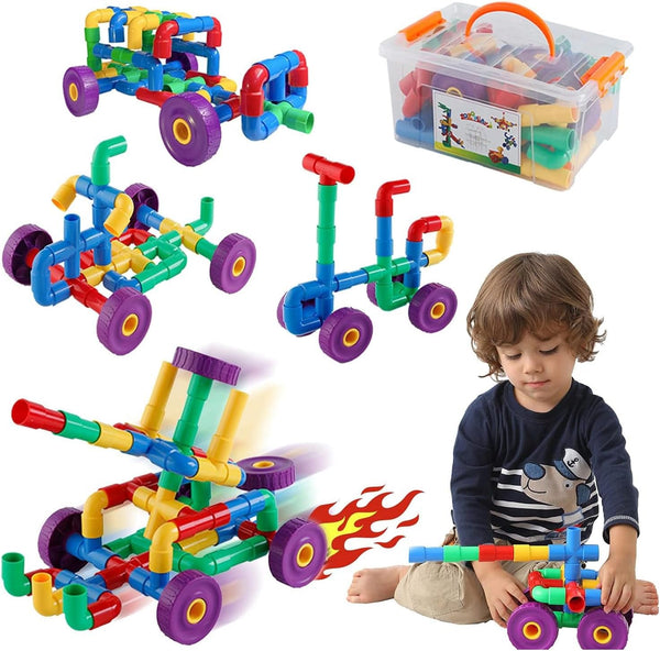 ZOZOPLAY STEM Learning Toy Tubular Pipes & Spouts, 96 Piece Building Blocks Set for Kids Ages 3+