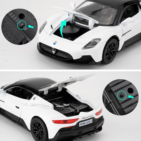 1/32 Maserati MC20 Alloy Model Car, Pull Back Function, Sound and Bright Light, Model Toy for Collection, Gift for Kids