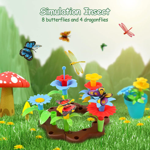 Set, Wheelbarrow, CUTE STONE Kids Gardening Tool Garden Toys with Watering Can, Shovel, Flower Garden Building Toy