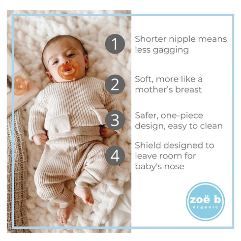 (0-6 100% Simply Rubber Pacifiers - Preemie - Shorter Nipple (Less Gagging) - Small Newborn mos) - Breastfed Babies