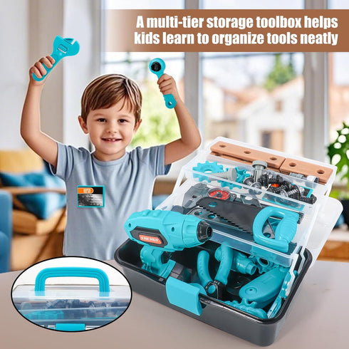 Set Set 3,4,5,6,7 GAIETYDIY Kids Tool Pretend Play Toddler Tool with Tool Box, Electronic Toy Drill, Screwdriver, Screw