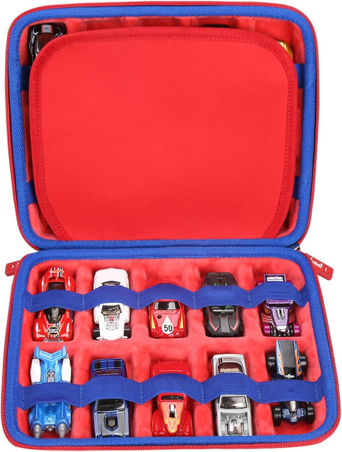 Mchoi Shockproof Carrying Case for Hot Wheels, Toy Car Organizer for 20 Cars, Red Case Only
