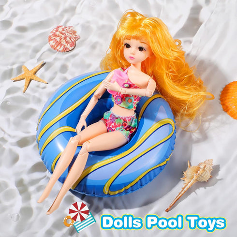 CHENGU 6 Set Swimming 11.5" Swimming Pcs Pool Floaties for Girl Dolls Swim Accessories Pool Floaties Party Ring Girl