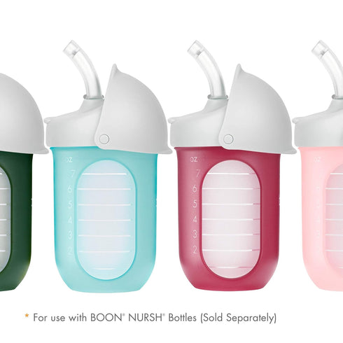 2 Count Boon Nursh Silicone Straw Sippy Cup Lid - Conversion Top for Bottles - Toddler Cup Top - Changes Baby Bottles